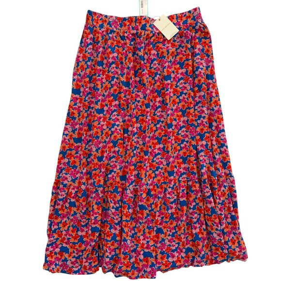 NWT Skies Are Blue Pink Armie Midi Floral Stretchy Waist Skirt - Large - Picture 3 of 4